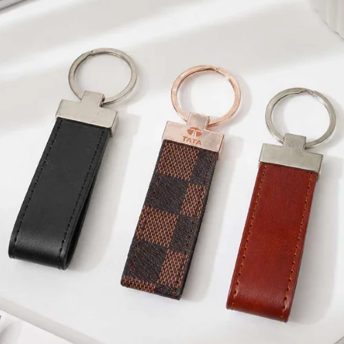 1 (3) Rectangular Leatherette Loop Keychain - Image 1