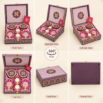 Premium Royal Purple Handcrafted MDF Diwali Gift Hamper with 2 Dry Fruit Jars, Magenta Shubh Labh Pair, T-Light Holders & Gold-Accent Mandala Motif Decorative Finish. - Image 3