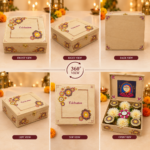 Premium Handcrafted MDF Diwali Gift Hamper with 4 Assorted Dry Fruit Jars, T-Light Holders & Floral Decorative Finish. - Image 3