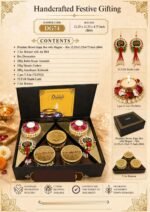 Premium Black Magnetic Box Diwali Gift Hamper Curated with Flavoured Dry Fruits in Premium Jars, Elegant Shubh Laabh Décor & Luxury Scented Candles. ✨